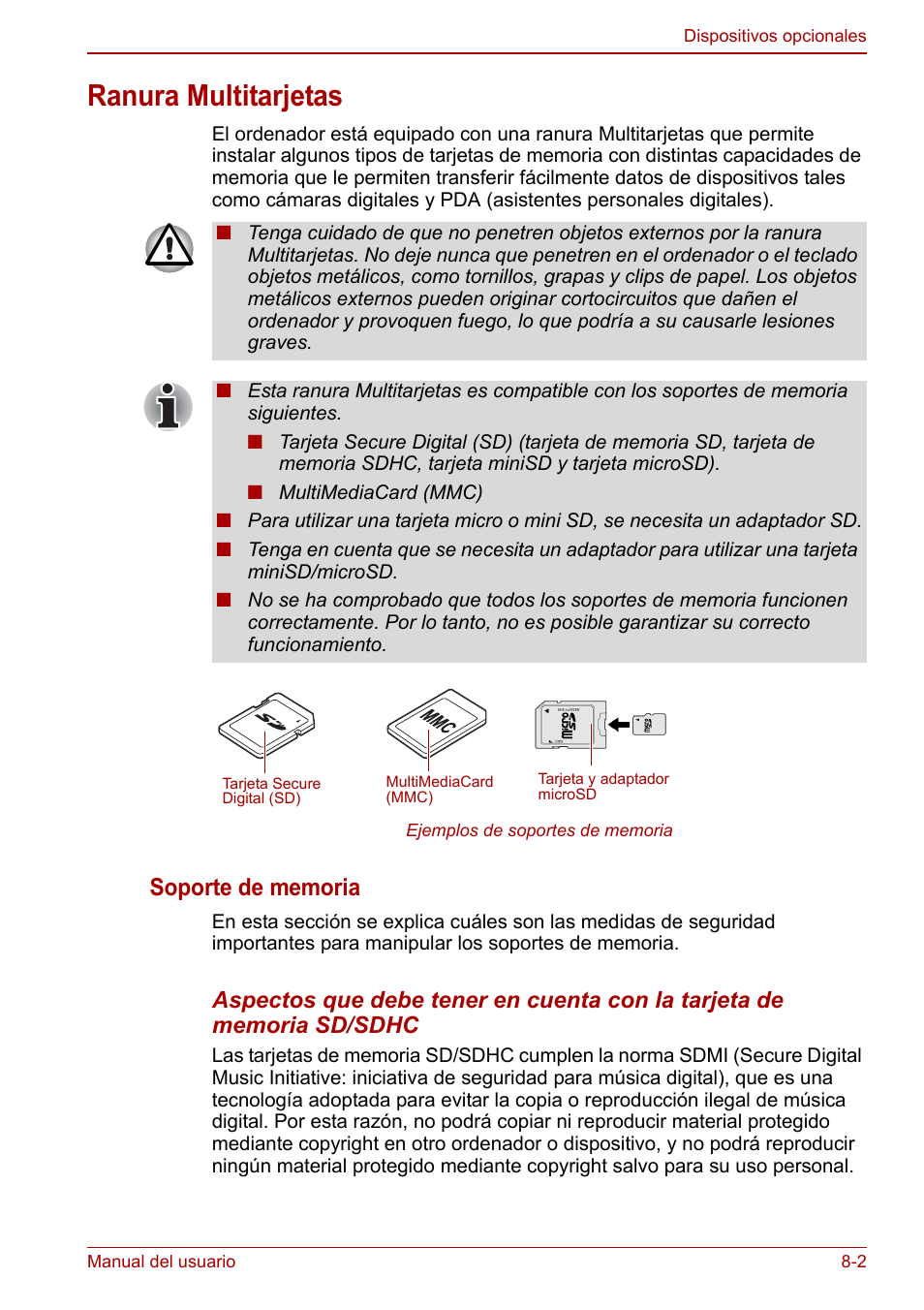 Ranura multitarjetas, Ranura multitarjetas -2 | Toshiba NB300 User Manual | Page 97 / 153