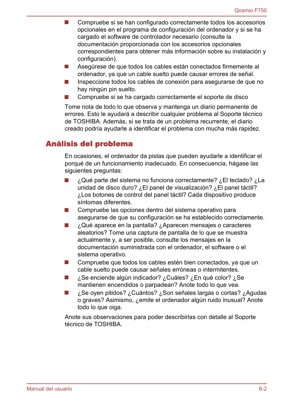 Análisis del problema | Toshiba Qosmio F750 User Manual | Page 151 / 193