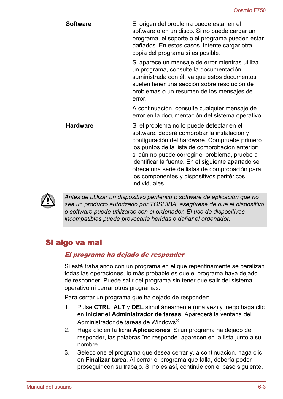 Si algo va mal | Toshiba Qosmio F750 User Manual | Page 152 / 193