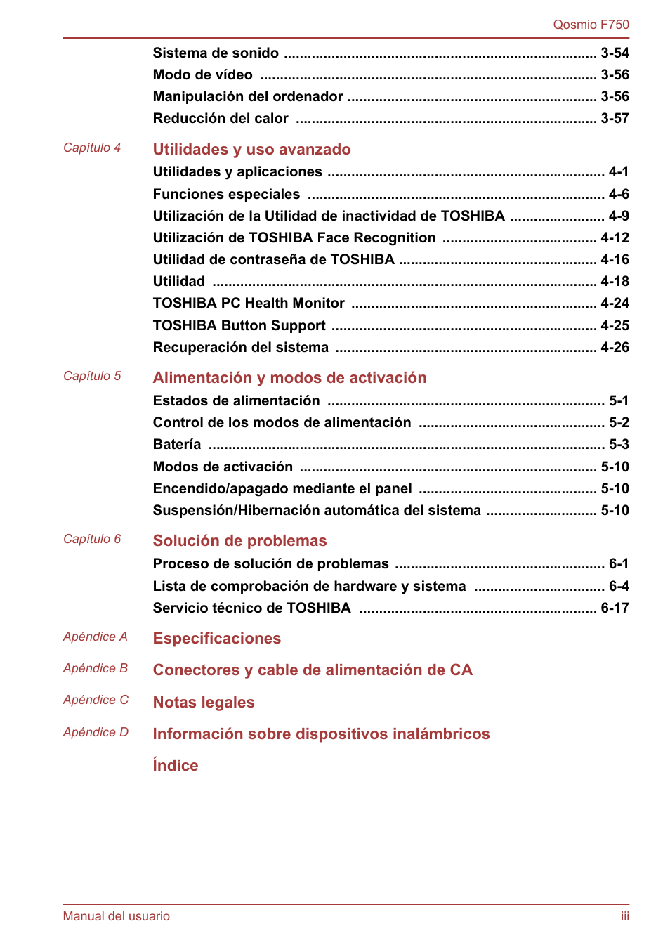 Toshiba Qosmio F750 User Manual | Page 3 / 193