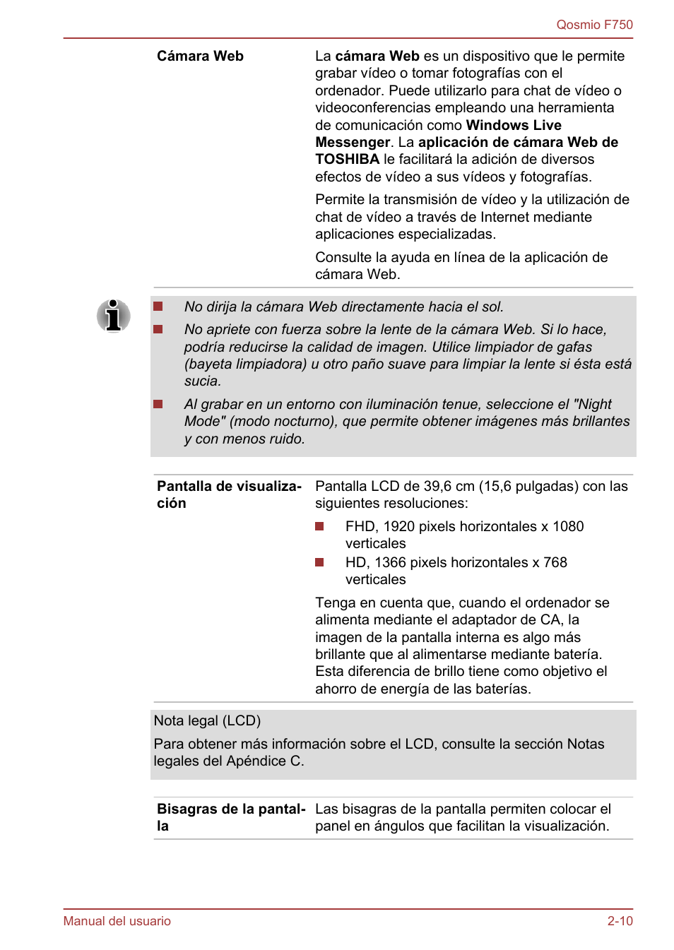 Toshiba Qosmio F750 User Manual | Page 39 / 193