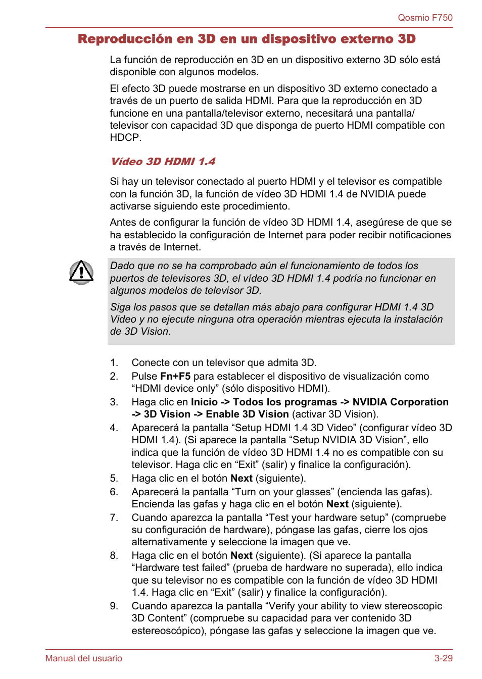Reproducción en 3d en un dispositivo externo 3d | Toshiba Qosmio F750 User Manual | Page 80 / 193