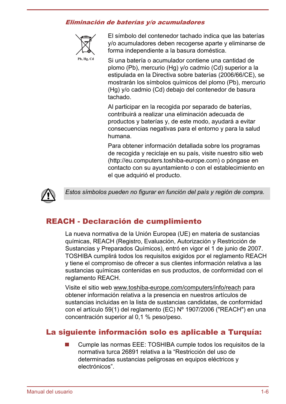 Reach - declaración de cumplimiento | Toshiba Satellite U920T-C User Manual | Page 10 / 123