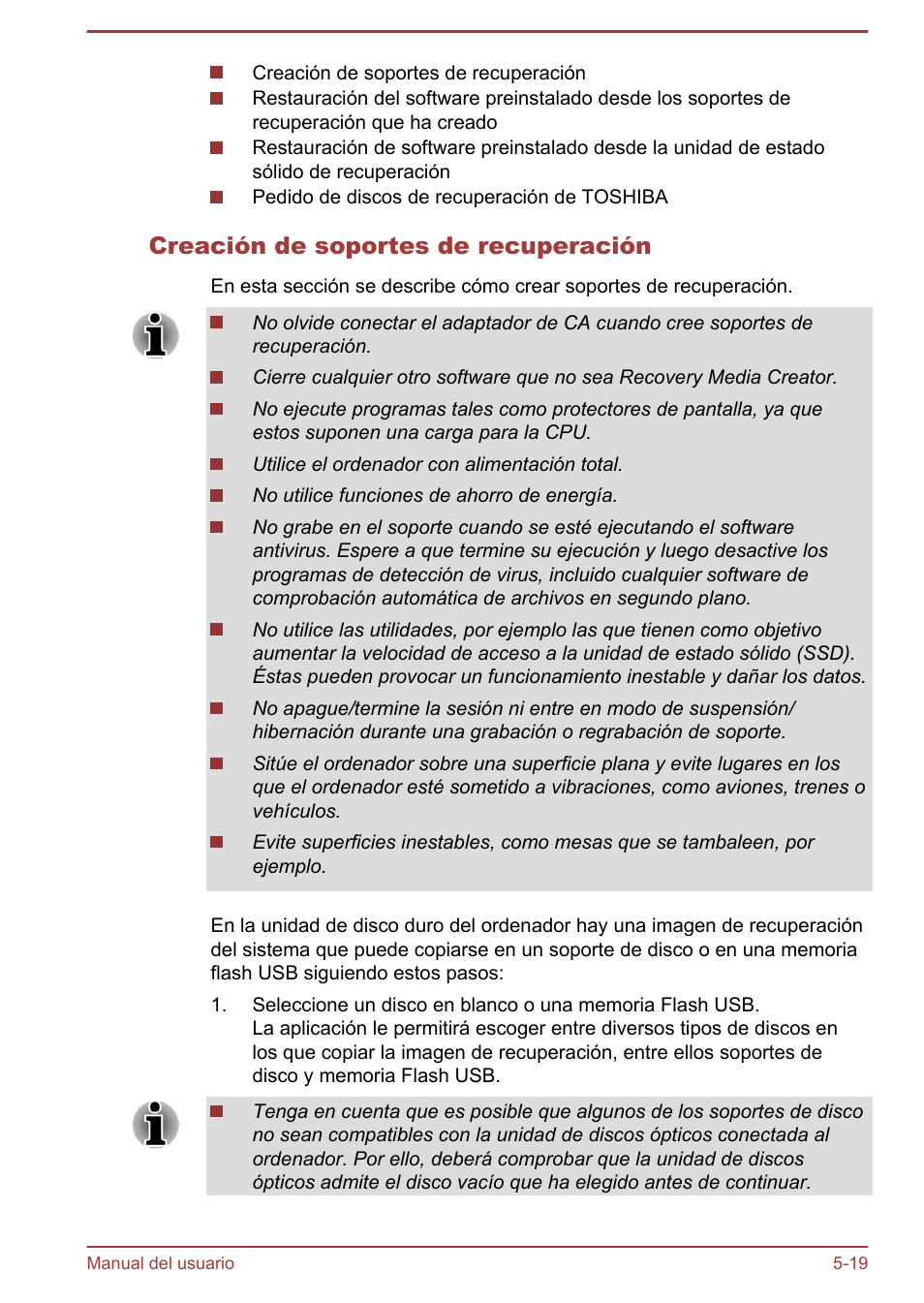 Creación de soportes de recuperación | Toshiba Satellite U920T-C User Manual | Page 101 / 123
