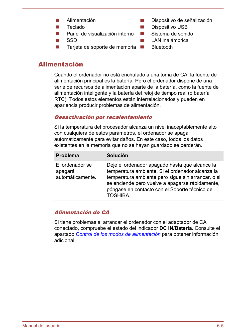 Alimentación | Toshiba Satellite U920T-C User Manual | Page 109 / 123