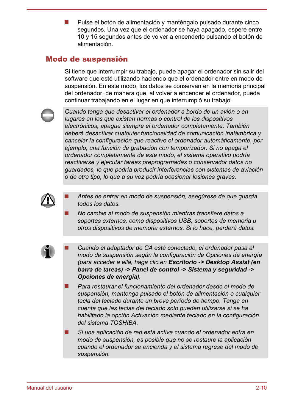 Modo de suspensión | Toshiba Satellite U920T-C User Manual | Page 39 / 123