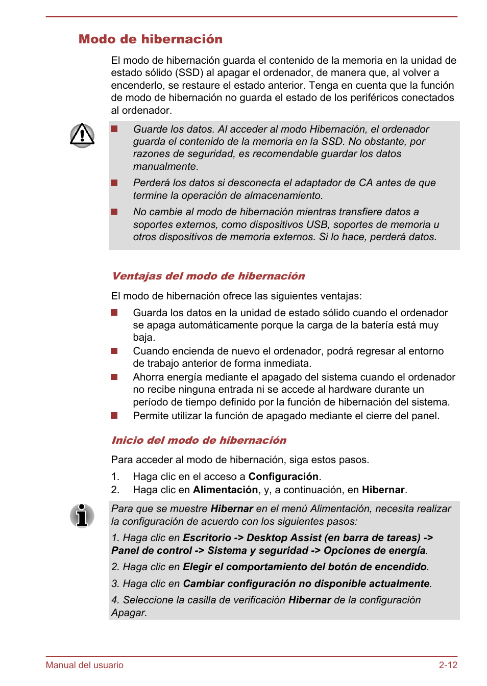 Modo de hibernación | Toshiba Satellite U920T-C User Manual | Page 41 / 123