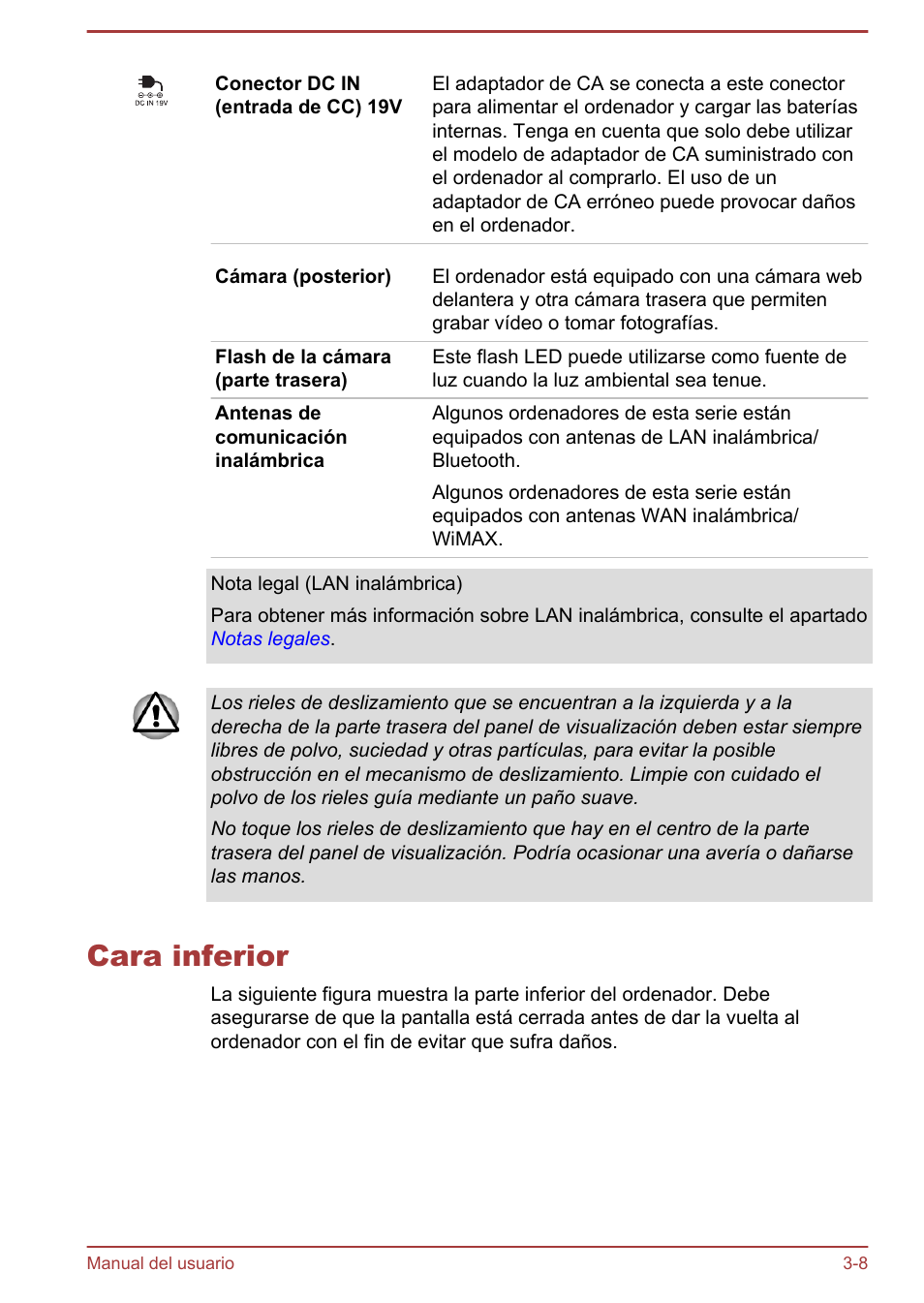 Cara inferior, Cara inferior -8 | Toshiba Satellite U920T-C User Manual | Page 50 / 123