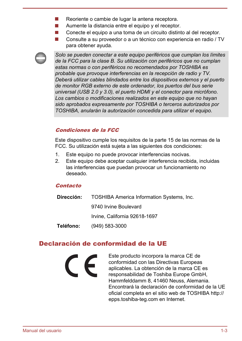 Declaración de conformidad de la ue | Toshiba Satellite U920T-C User Manual | Page 7 / 123