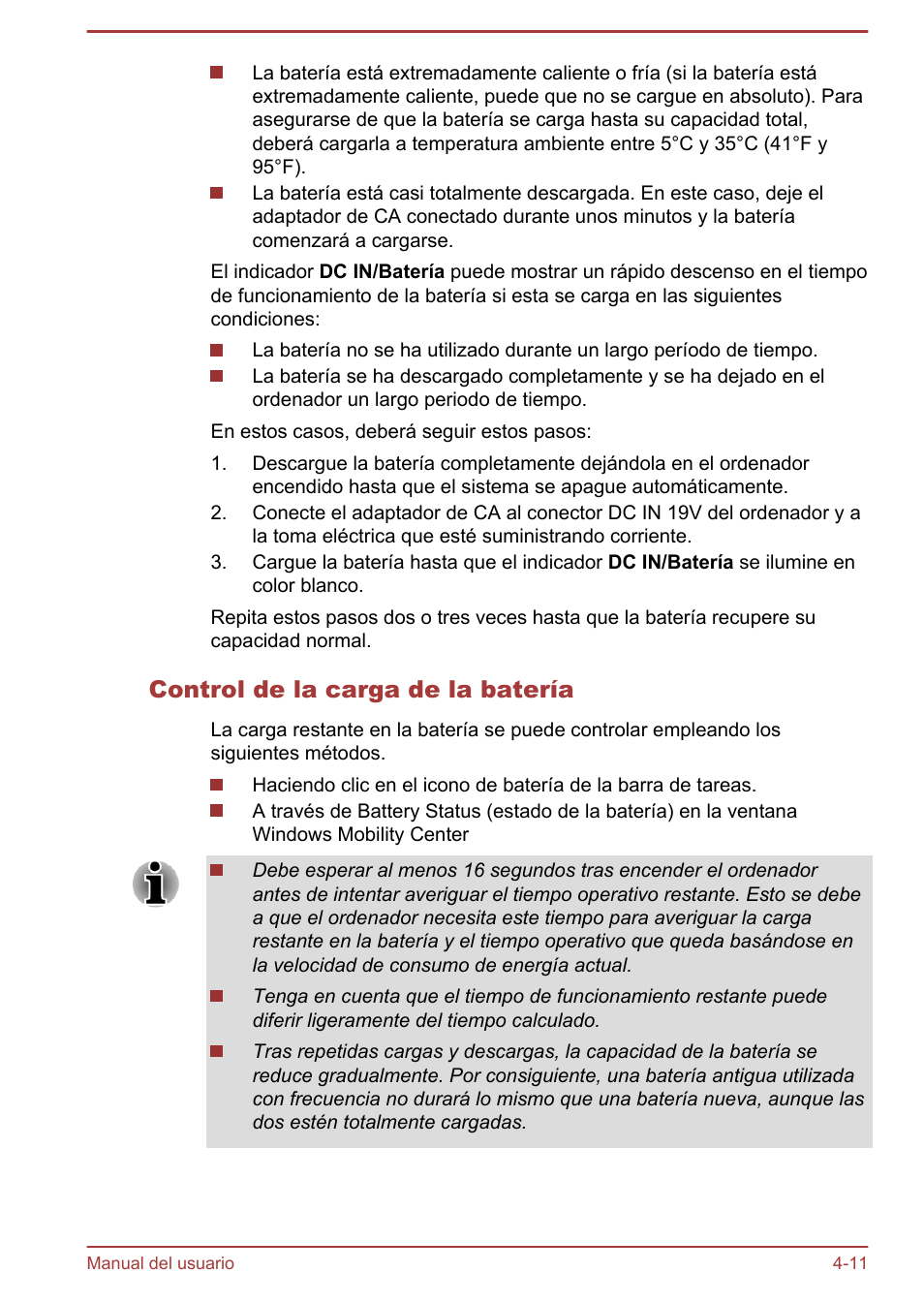 Control de la carga de la batería | Toshiba Satellite U920T-C User Manual | Page 70 / 123