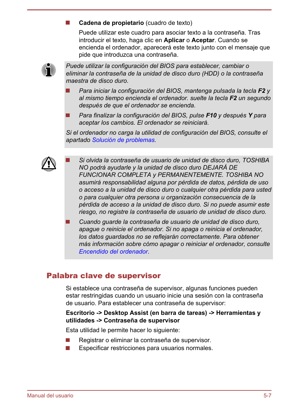 Palabra clave de supervisor | Toshiba Satellite U920T-C User Manual | Page 89 / 123