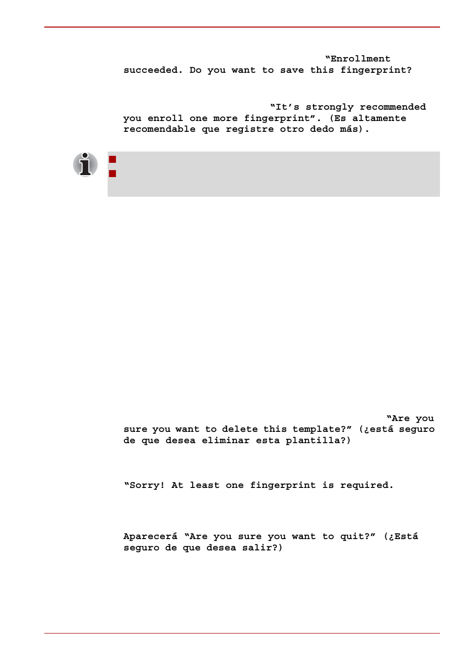 Eliminación de los datos de huella dactilar | Toshiba Satellite P755 User Manual | Page 107 / 232