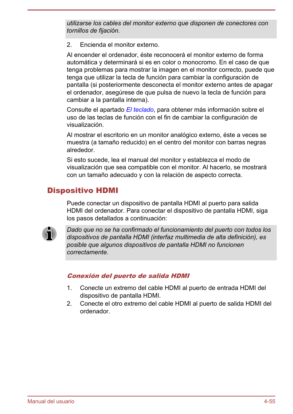 Dispositivo hdmi | Toshiba Satellite P850 User Manual | Page 124 / 182