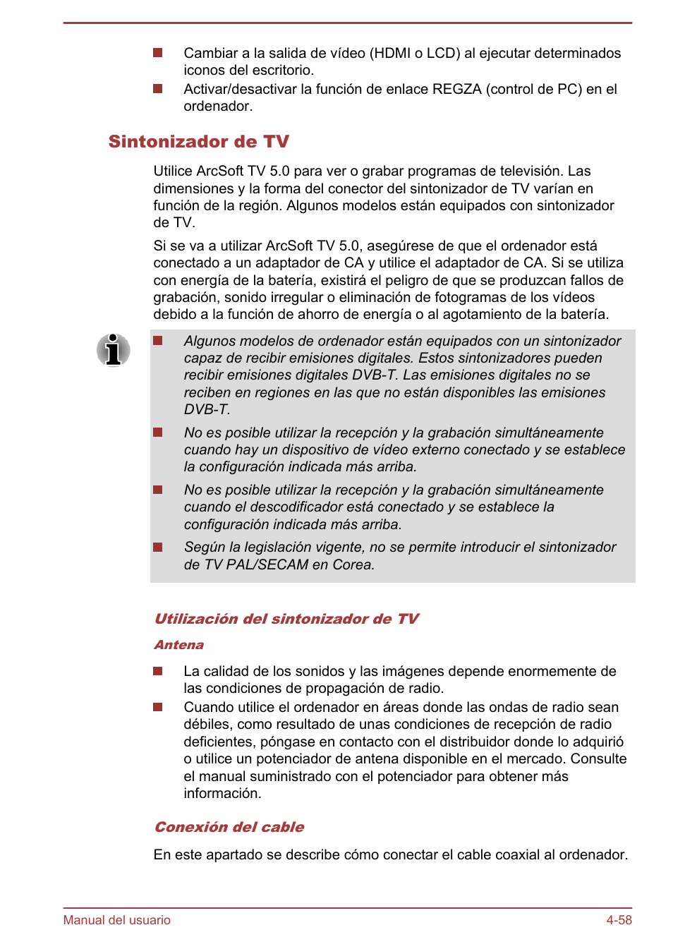 Sintonizador de tv | Toshiba Satellite P850 User Manual | Page 127 / 182