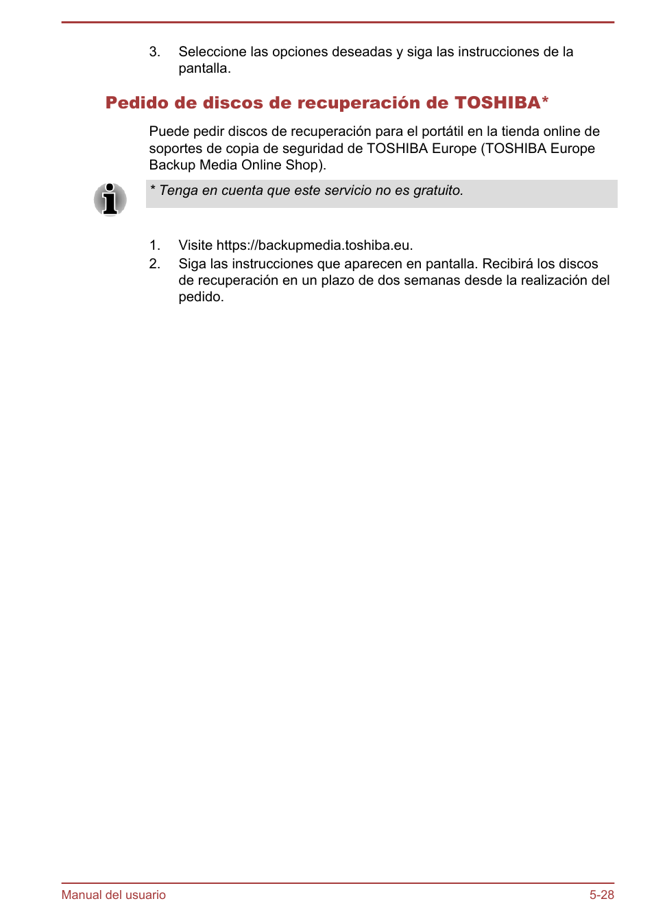 Pedido de discos de recuperación de toshiba | Toshiba Satellite P850 User Manual | Page 161 / 182