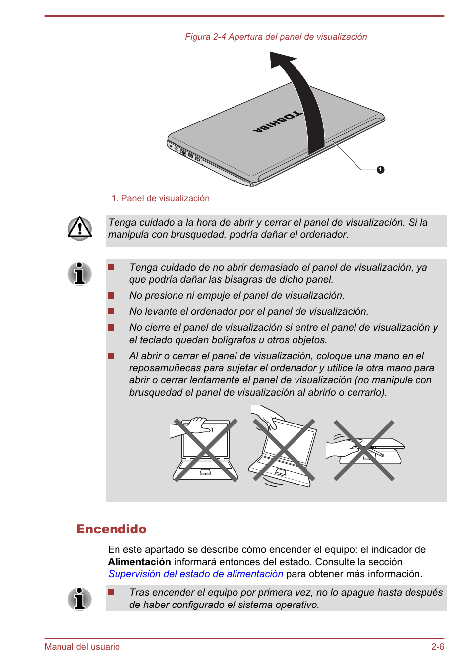 Encendido | Toshiba Satellite P850 User Manual | Page 38 / 182