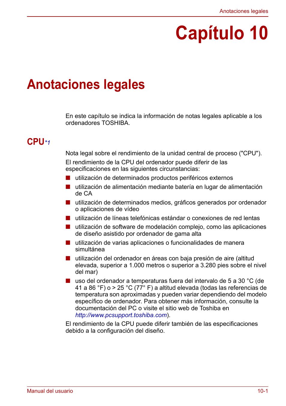 Capítulo 10: anotaciones legales, Cpu*1, Capítulo 10 | Anotaciones legales, Ofrece informació | Toshiba NB250 User Manual | Page 108 / 138
