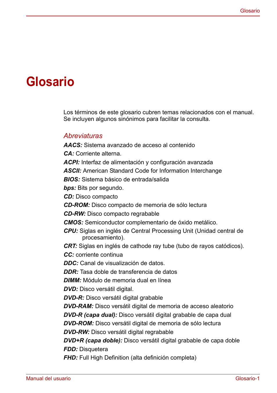 Glosario | Toshiba NB250 User Manual | Page 120 / 138