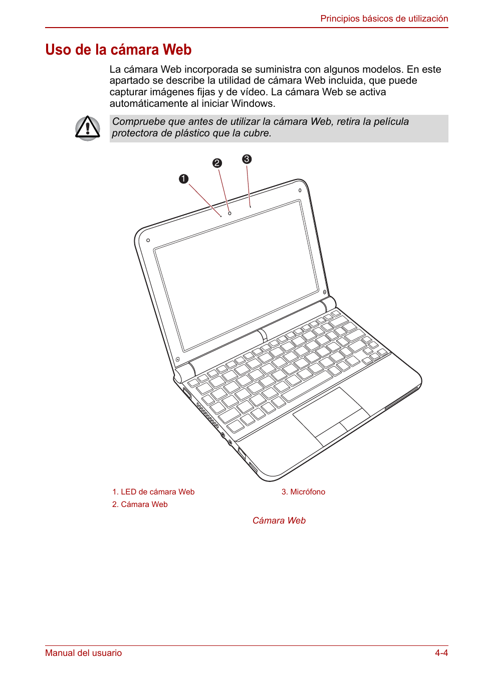 Uso de la cámara web, Uso de la cámara web -4 | Toshiba NB250 User Manual | Page 56 / 138