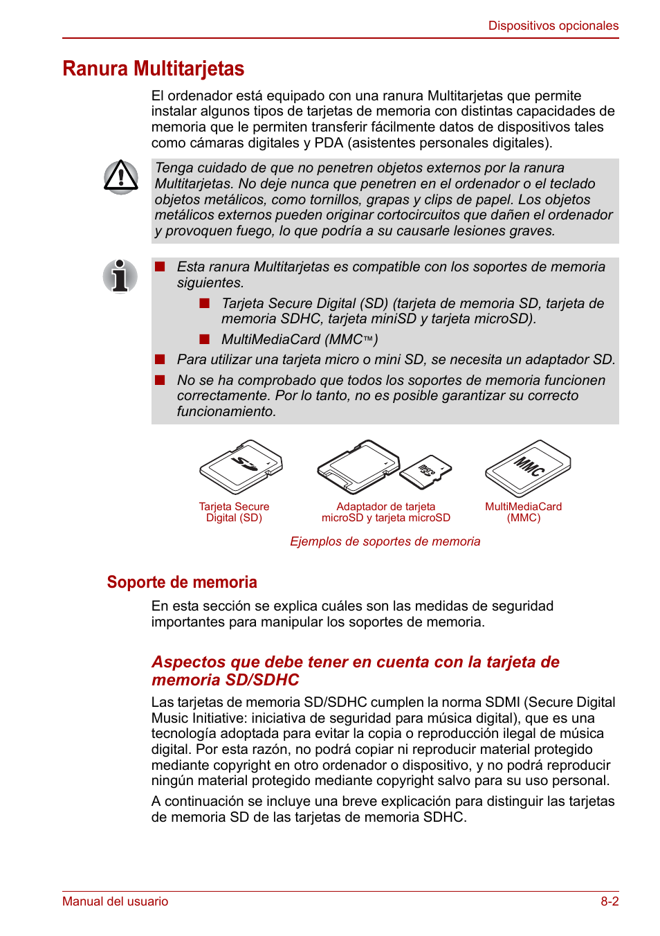 Ranura multitarjetas, Ranura multitarjetas -2 | Toshiba NB250 User Manual | Page 89 / 138