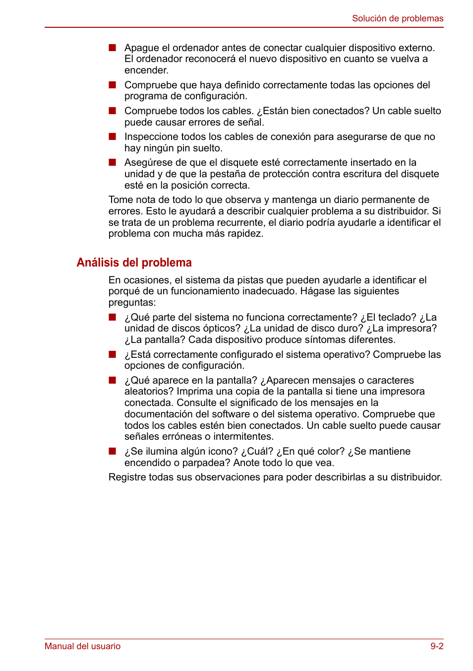 Análisis del problema | Toshiba NB250 User Manual | Page 97 / 138