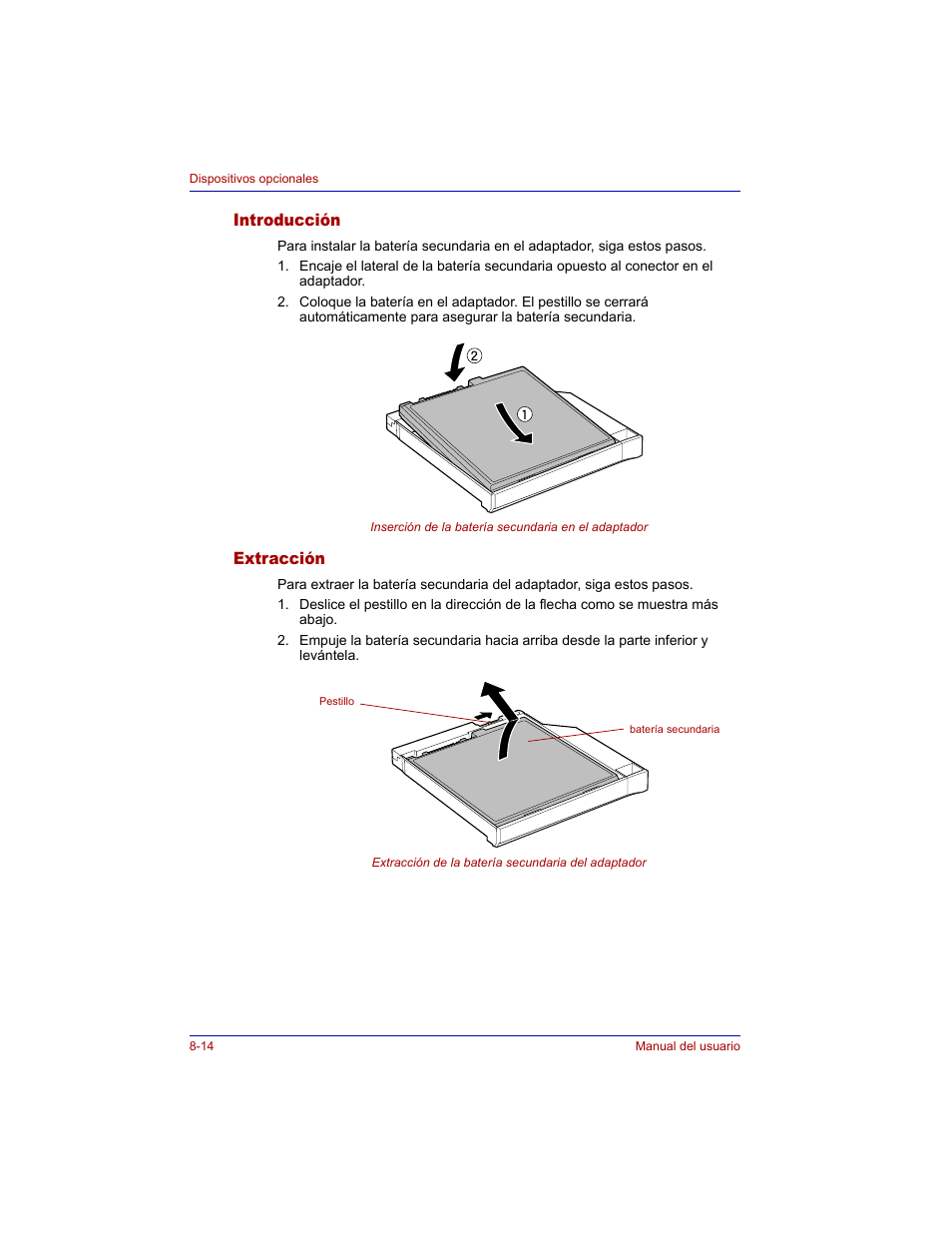 Introducción, Extracción, Introducción -14 extracción -14 | Toshiba Tecra M3 with VACF User Manual | Page 164 / 256