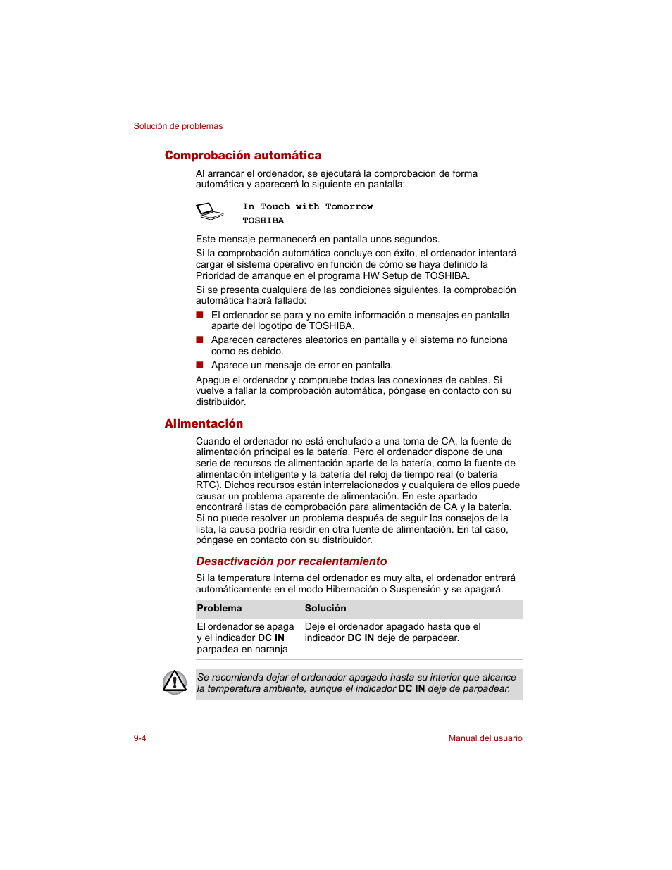 Comprobación automática, Alimentación, Comprobación automática -4 alimentación -4 | Toshiba Tecra M3 with VACF User Manual | Page 180 / 256