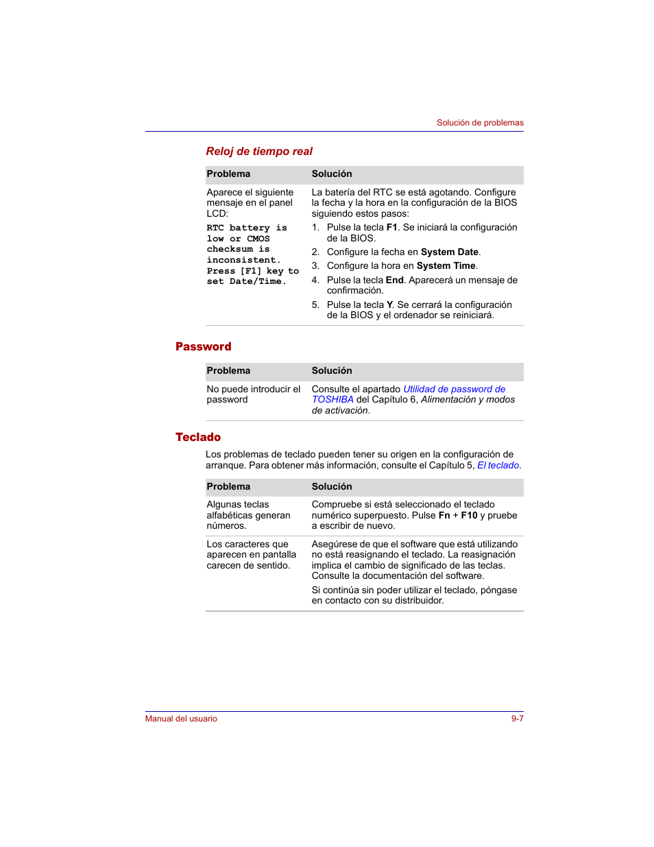 Password, Teclado, Password -7 teclado -7 | Toshiba Tecra M3 with VACF User Manual | Page 183 / 256