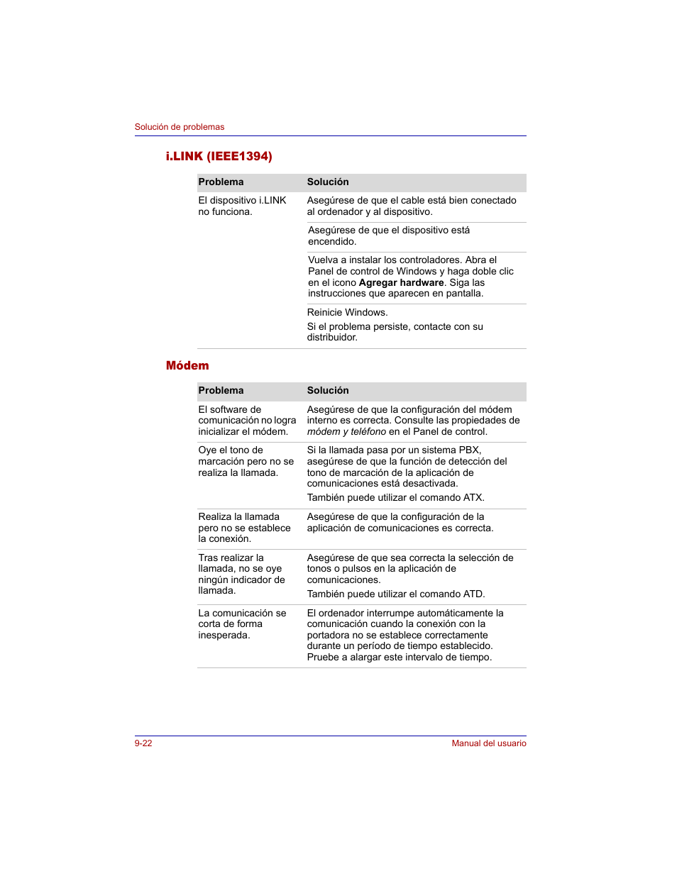 I.link (ieee1394), Módem, I.link (ieee1394) -22 módem -22 | Toshiba Tecra M3 with VACF User Manual | Page 198 / 256