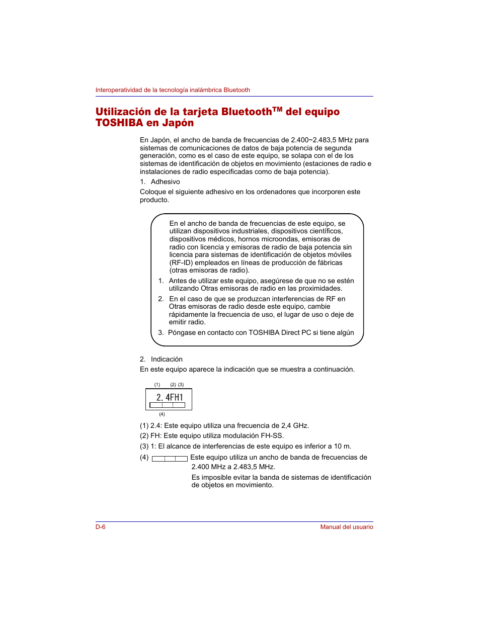 Utilización de la tarjeta bluetooth, Del equipo toshiba en japón | Toshiba Tecra M3 with VACF User Manual | Page 226 / 256