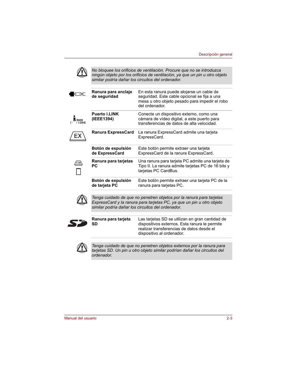 Toshiba Tecra M3 with VACF User Manual | Page 45 / 256