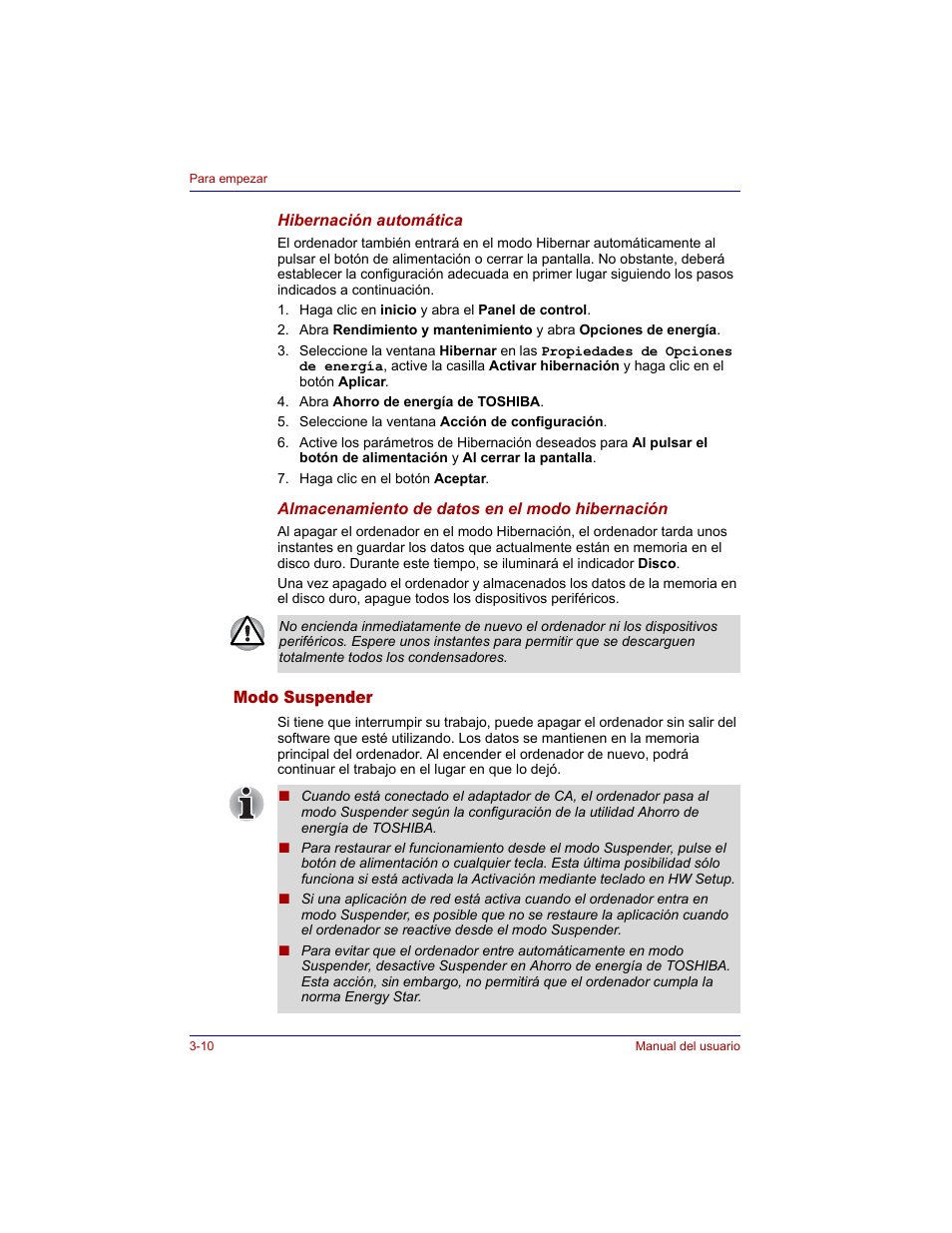 Modo suspender, Modo suspender -10 | Toshiba Tecra M3 with VACF User Manual | Page 72 / 256