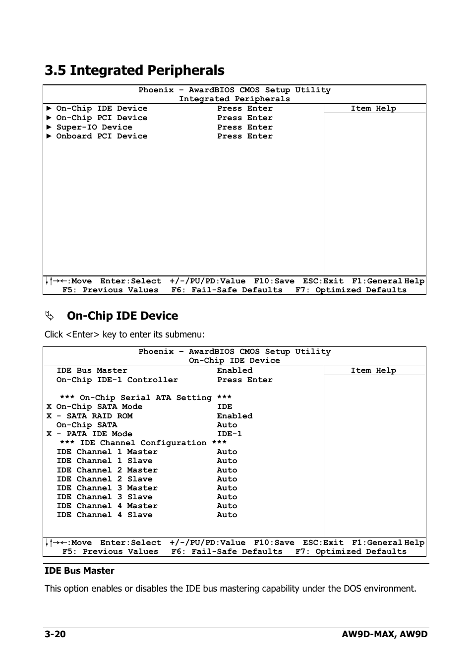 Integrated peripherals, 5 integrated peripherals -20, 5 integrated peripherals | On-chip ide device | Abit AW9D-MAX User Manual | Page 56 / 88