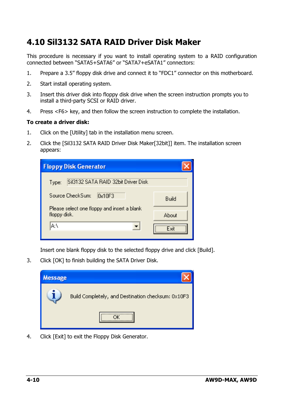 Sil3132 sata raid driver disk maker, 10 sil3132 sata raid driver disk maker -10 | Abit AW9D-MAX User Manual | Page 78 / 88