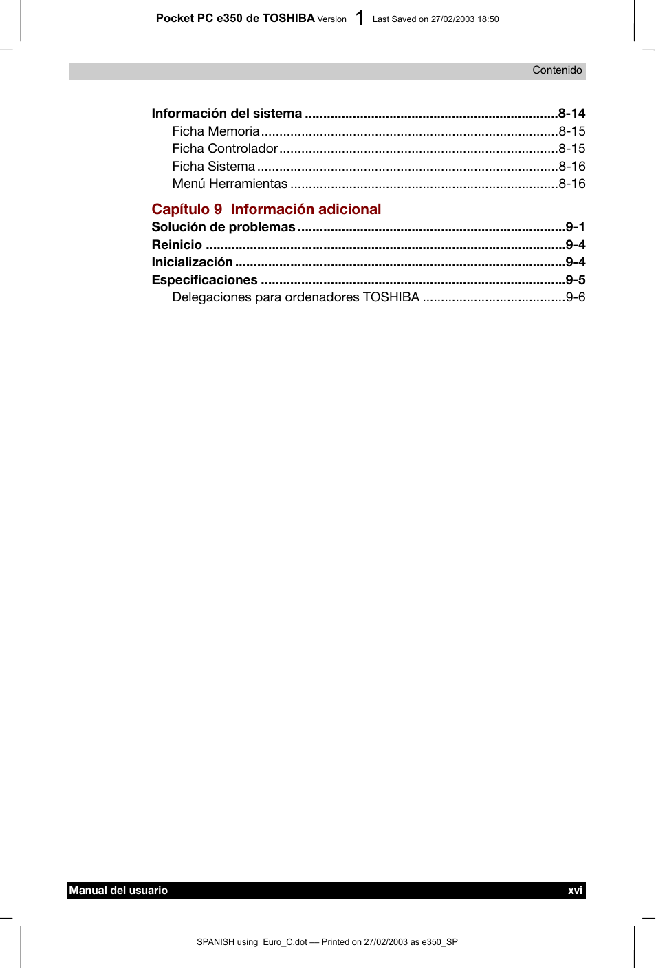 Toshiba Pocket PC e330 User Manual | Page 16 / 109