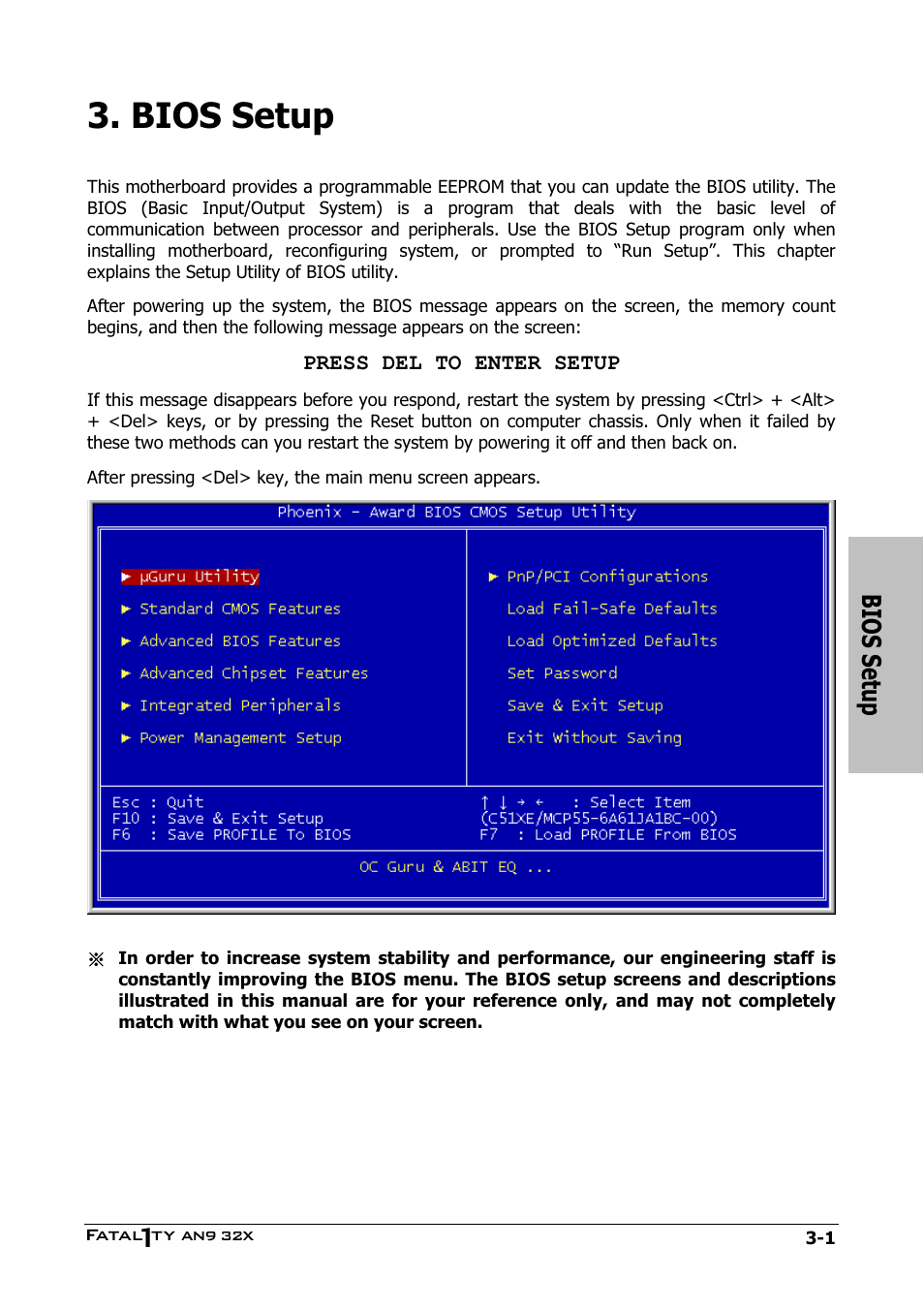 Bios setup, Bios setup -1 | Abit AN9 32X User Manual | Page 39 / 56