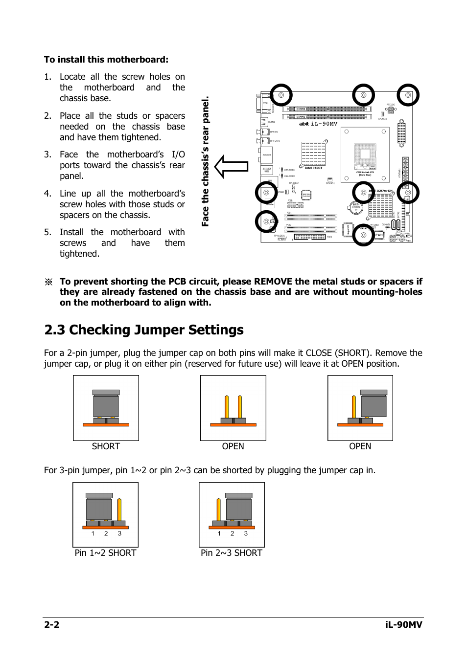 Checking jumper settings, 3 checking jumper settings -2, 3 checking jumper settings | Abit IL-90MV User Manual | Page 10 / 72