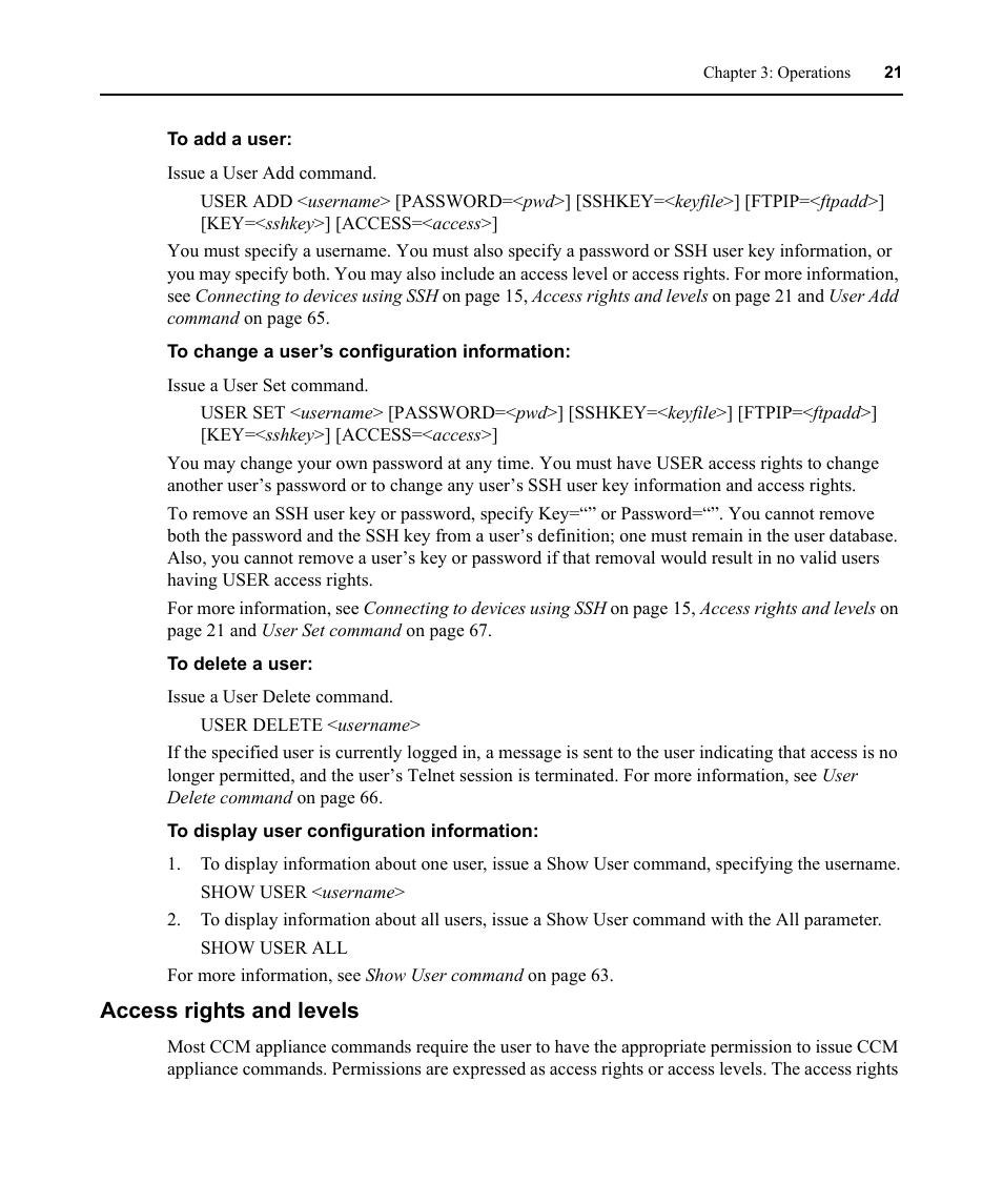 Access rights and levels | Avocent CCM4850 User Manual | Page 33 / 100