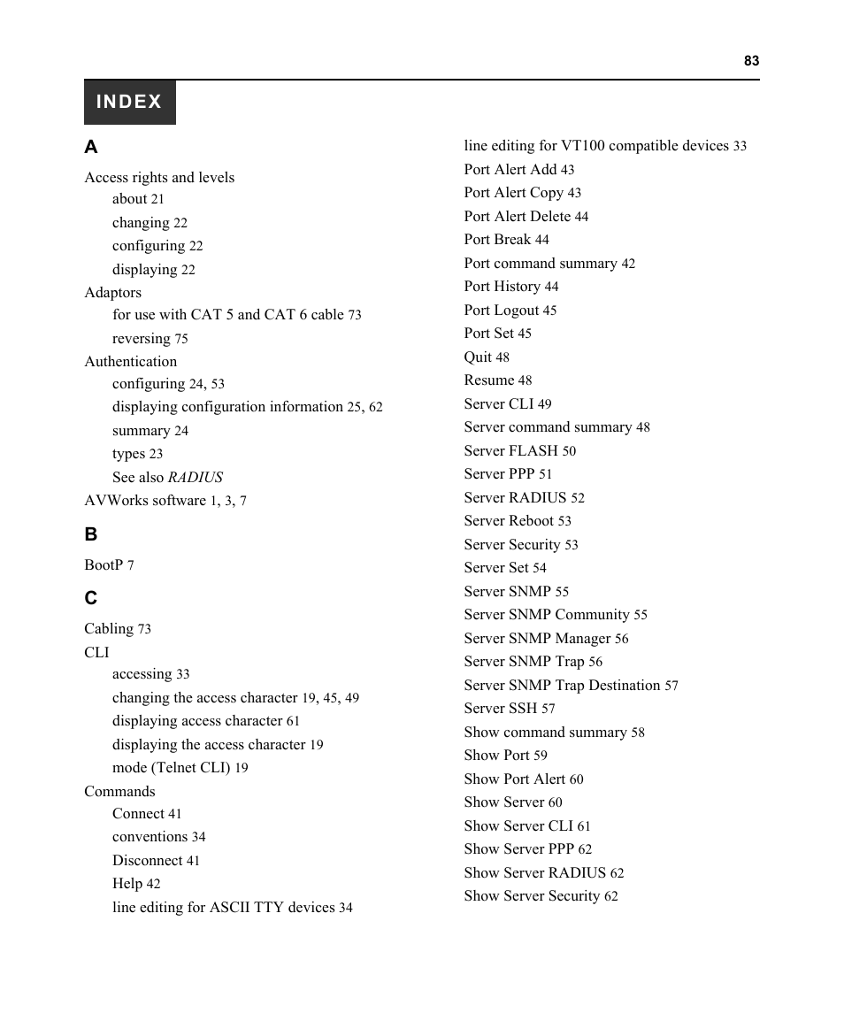 Index | Avocent CCM4850 User Manual | Page 95 / 100