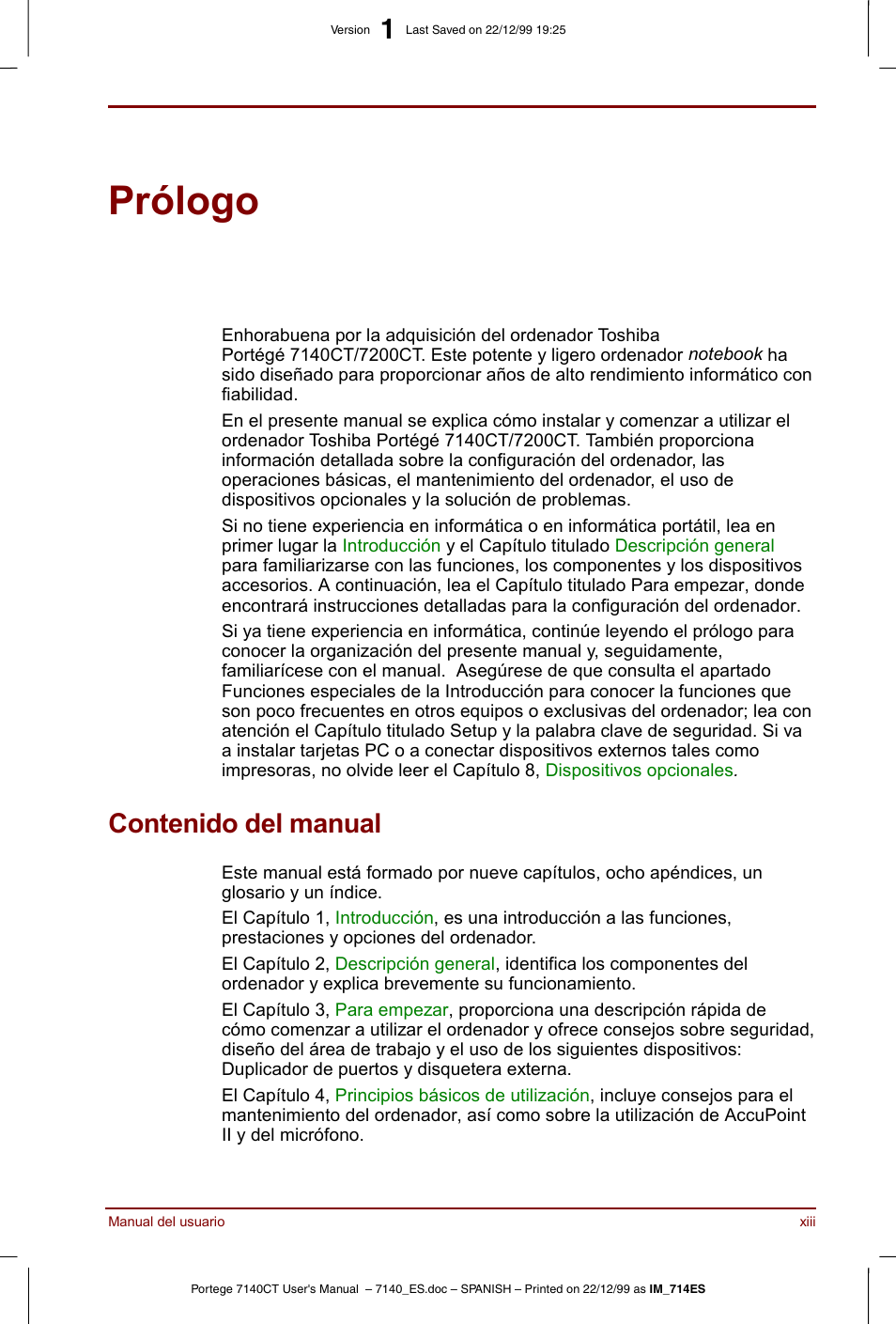 Toshiba Portege 7140 User Manual | Page 13 / 204