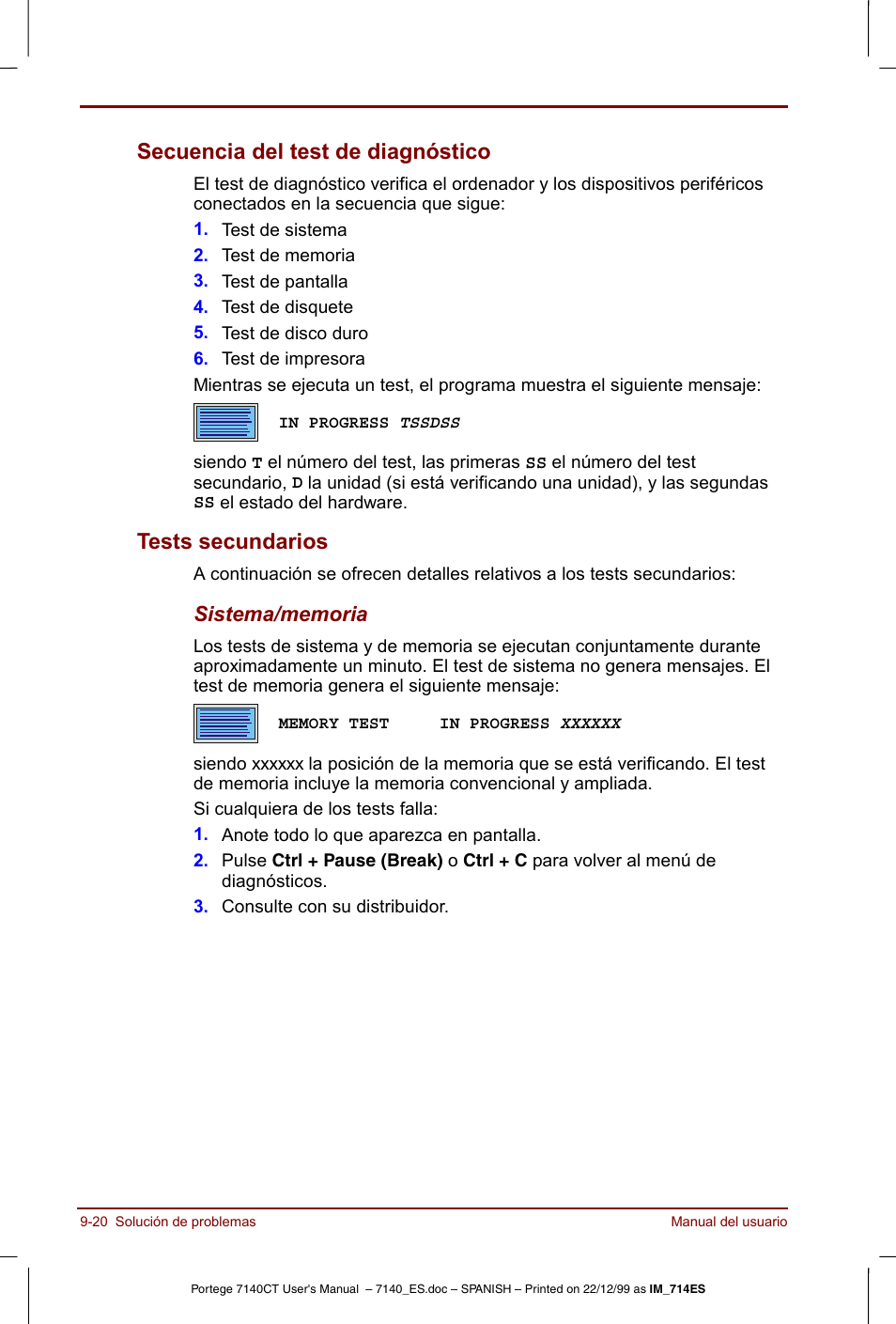 Secuencia del test de diagnóstico, Tests secundarios | Toshiba Portege 7140 User Manual | Page 142 / 204