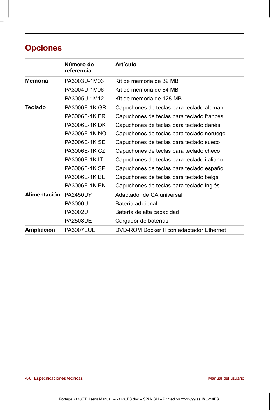 Opciones | Toshiba Portege 7140 User Manual | Page 156 / 204