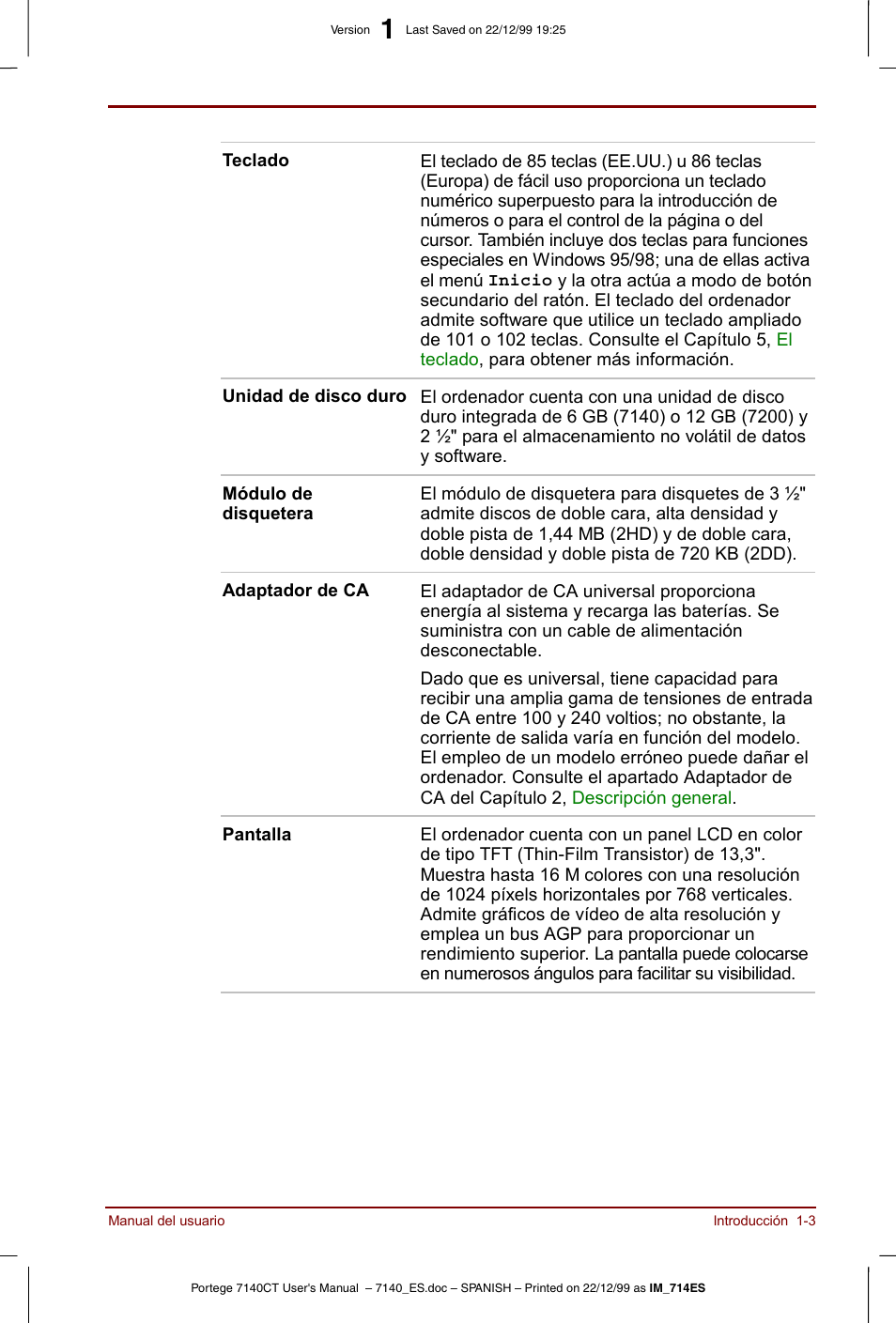 Toshiba Portege 7140 User Manual | Page 19 / 204
