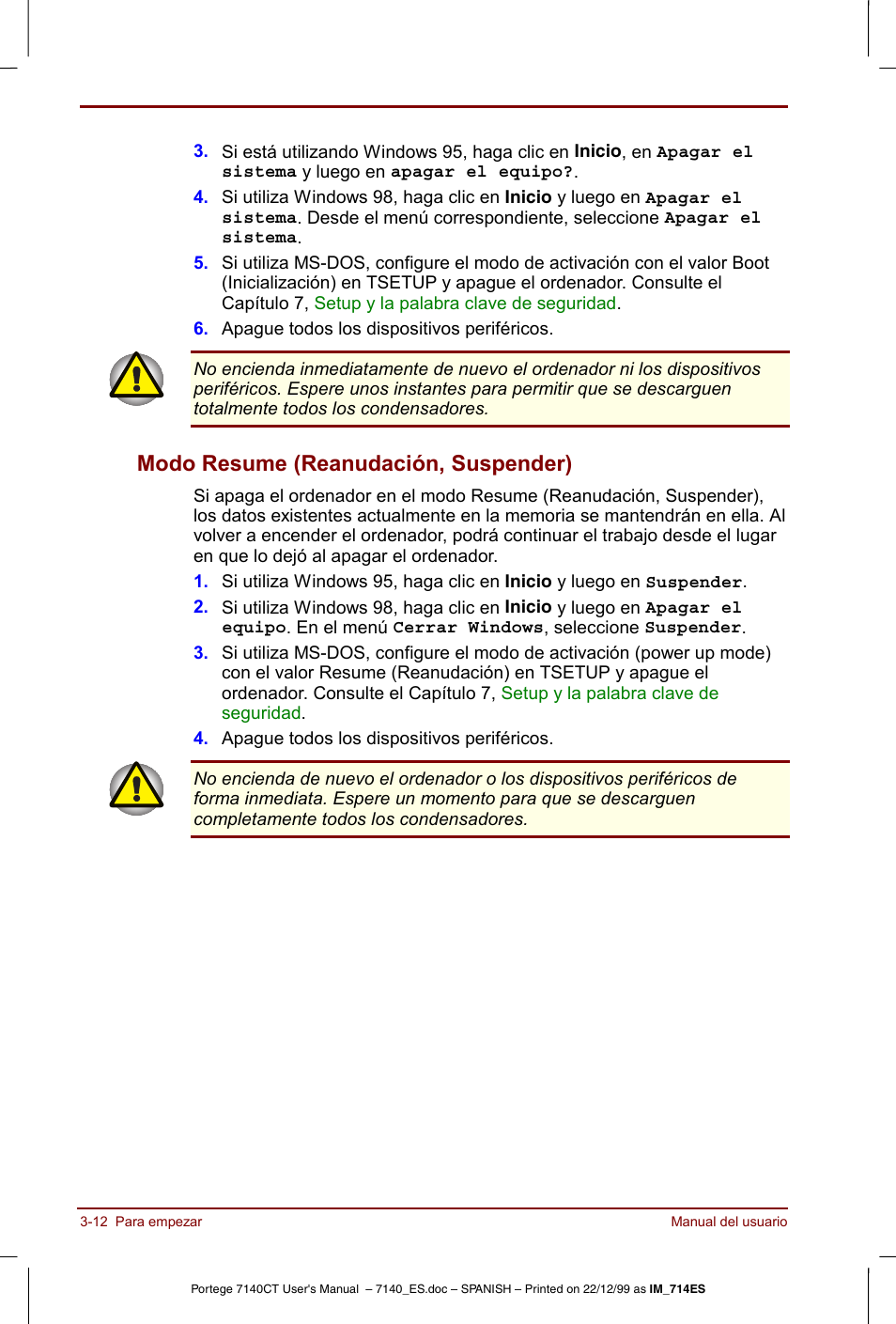Modo resume (reanudación, suspender) -12, Modo resume (reanudación, suspender) | Toshiba Portege 7140 User Manual | Page 54 / 204