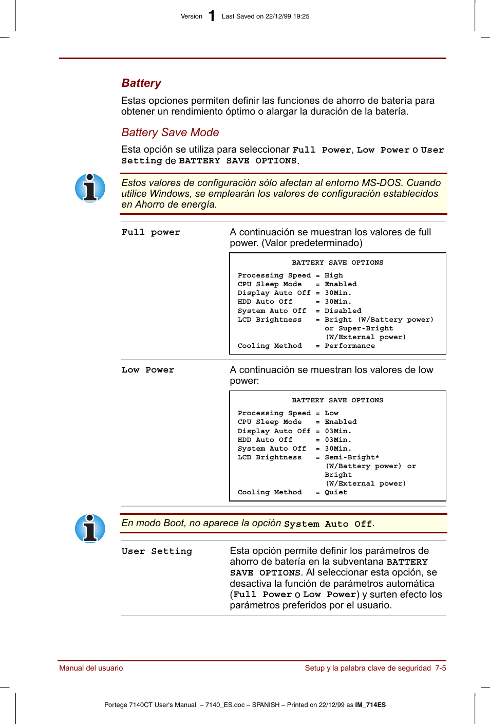 Battery, Battery save mode | Toshiba Portege 7140 User Manual | Page 91 / 204
