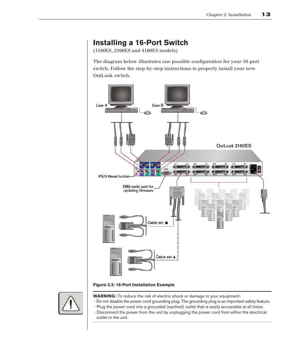 Installing a 16-port switch | Avocent 280ES User Manual | Page 19 / 64