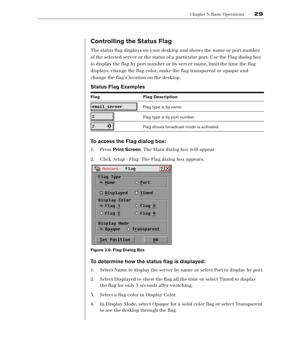 Controlling the status flag | Avocent 280ES User Manual | Page 35 / 64