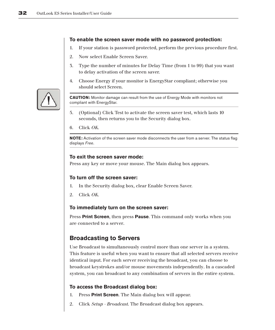 Broadcasting to servers | Avocent 280ES User Manual | Page 38 / 64