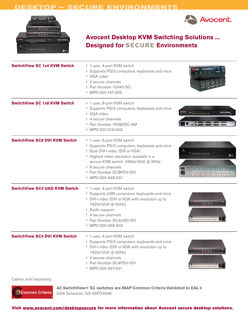 Avocent SC 1x4 User Manual | 1 page