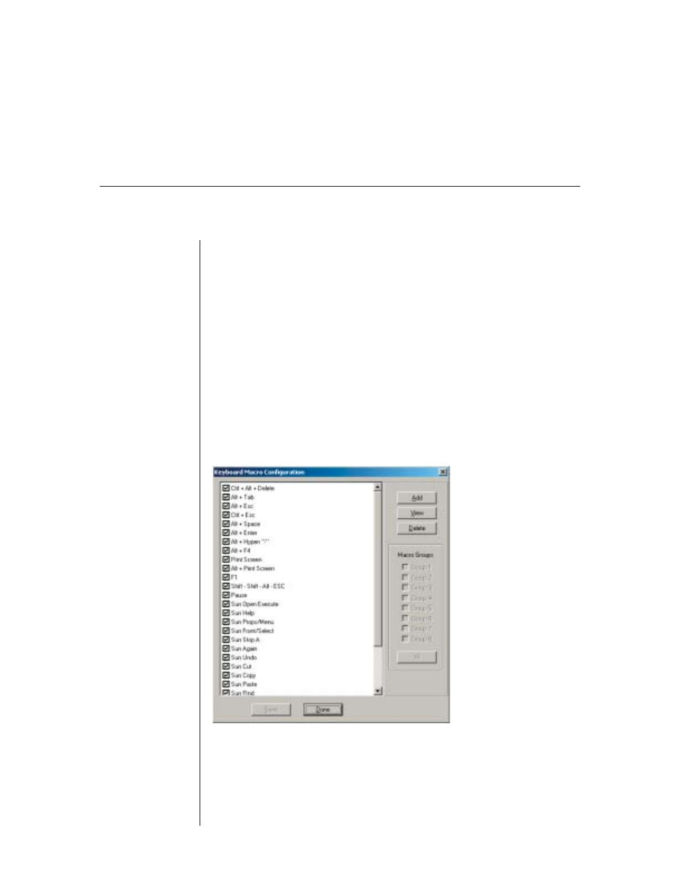 Displaying/editing macro selection buttons, Sending keyboard macros | Avocent DSView User Manual | Page 51 / 108